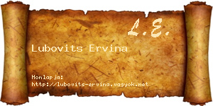 Lubovits Ervina névjegykártya