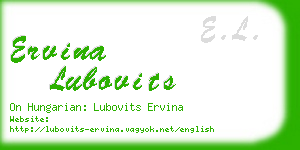 ervina lubovits business card
